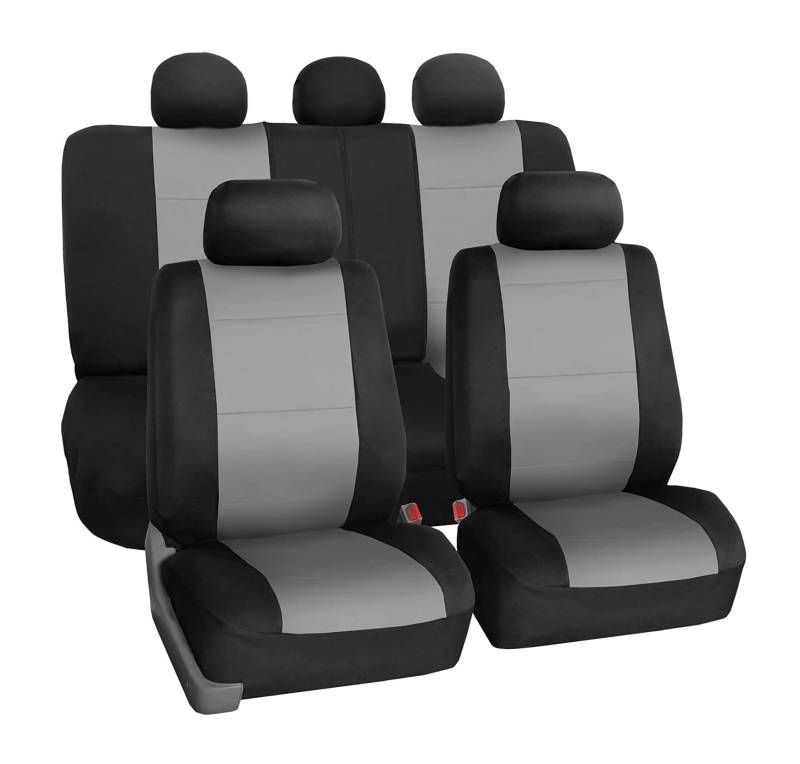 FH Group FB083GRAY115 Sitzbezug (Neopren, wasserdicht, Airbag-kompatibel und Geteilte Bank), Grau von FH GROUP