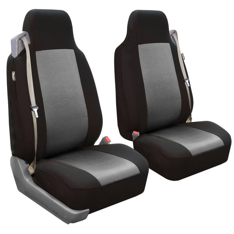 FH GROUP Autositzbezüge vorne Set Grau Tuch - Universal Fit, Auto, Lieferwagen, Autositzbezug, Waschbarer Autositzbezug, Autositzbezüge für SUV, Limousine, Van von FH GROUP