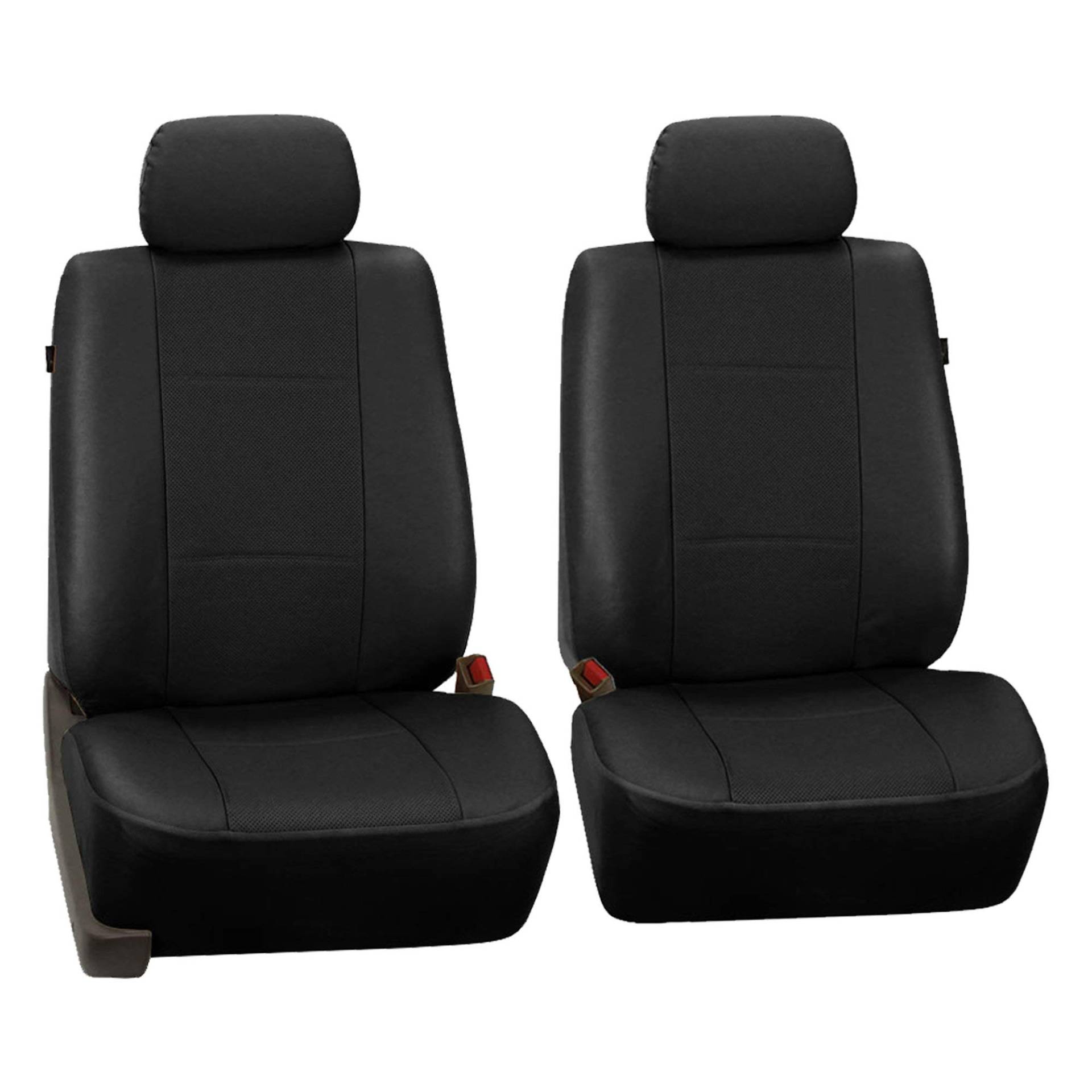 FH Group PU007BLACK102 Black Deluxe Leatherette Bucket Seat Cover, Set of 2 (Airbag Compatible), black-half von FH GROUP