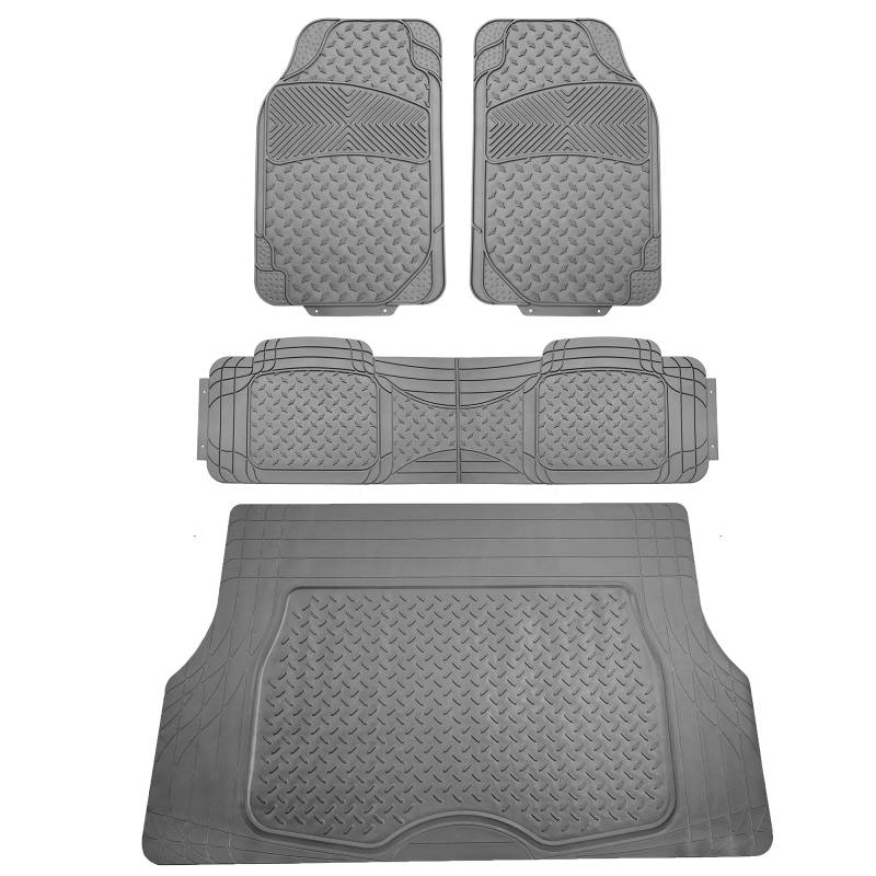 FH Group Semi-Custom Liners Trimmable All Weather Full Set Car Floor Mats with Premium Trimmable All Season Cargo Liner - Universal Fit for Cars Trucks and SUVs (Gray) von FH GROUP
