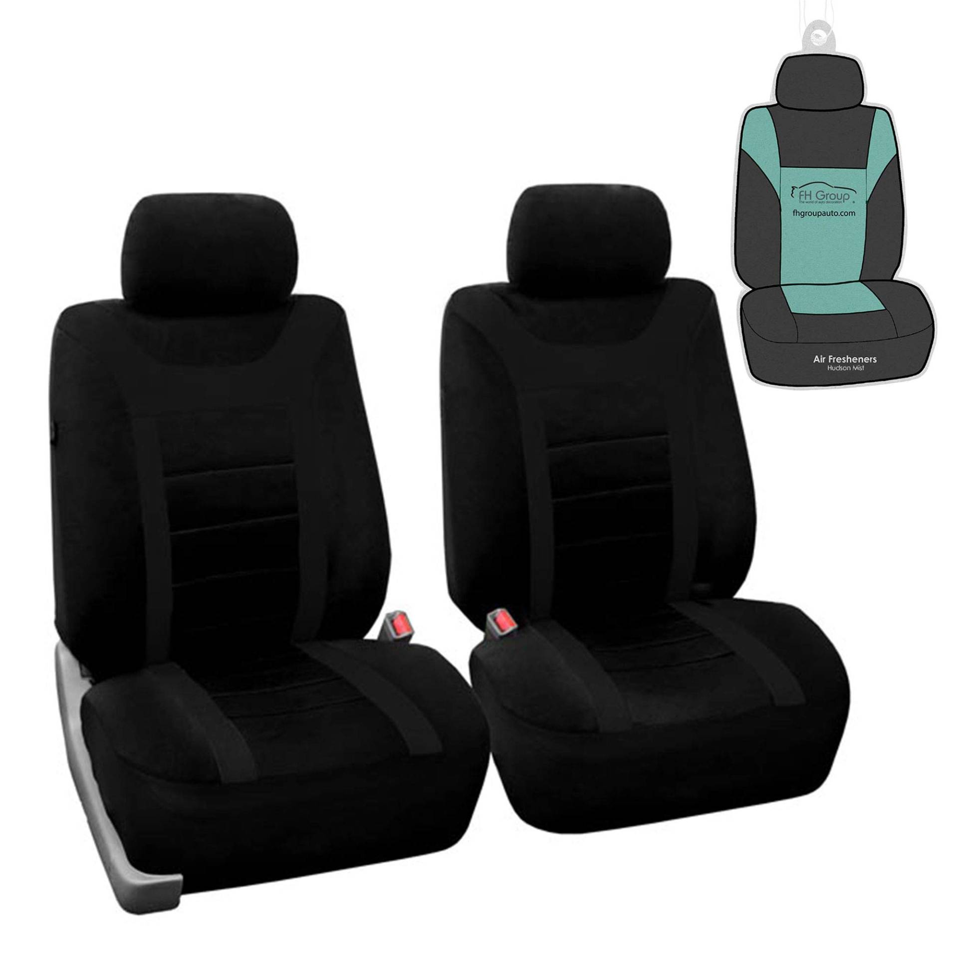 FH Group Sport Stoff Front Set Autositzbezüge, Airbag kompatibel und passend für abnehmbare Kopfstützen, universell passend für Autos, LKWs & SUVs (schwarz) FB070102 von FH GROUP
