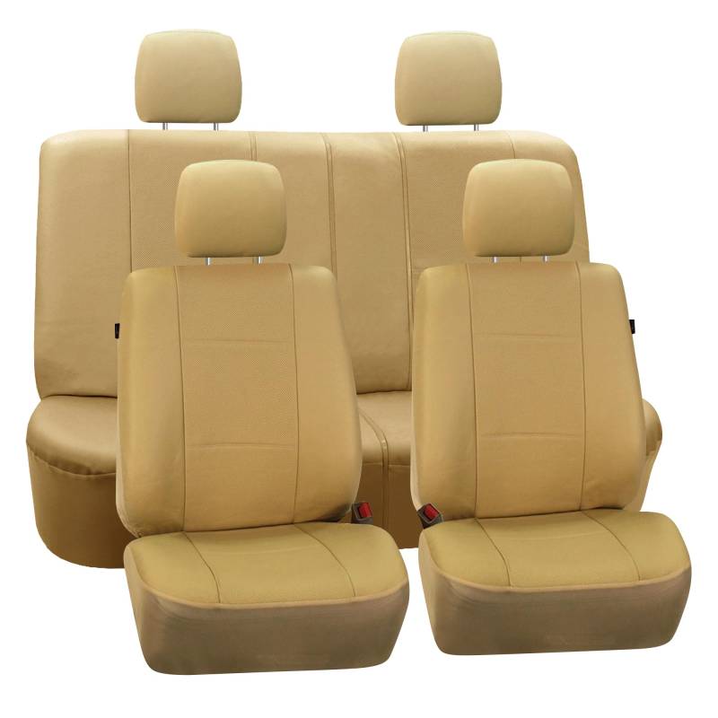 Vollen Satz Luxus Kunstleder - Autositzbezüge, Beige von FH GROUP