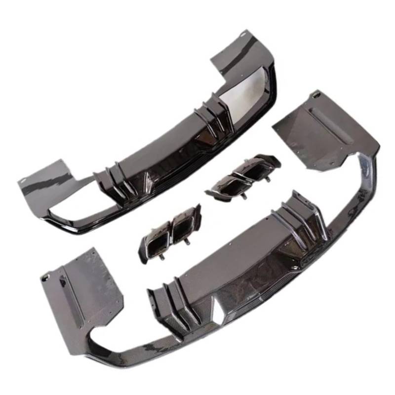 FHDBD Heckdiffusor-Stoßstangenlippe, kompatibel mit Cadillac CT5 2020–2023, Autodiffusor mit Auspuffrohr-Upgrade, schwarzer Flügelstil, Karosserieteile von FHDBD