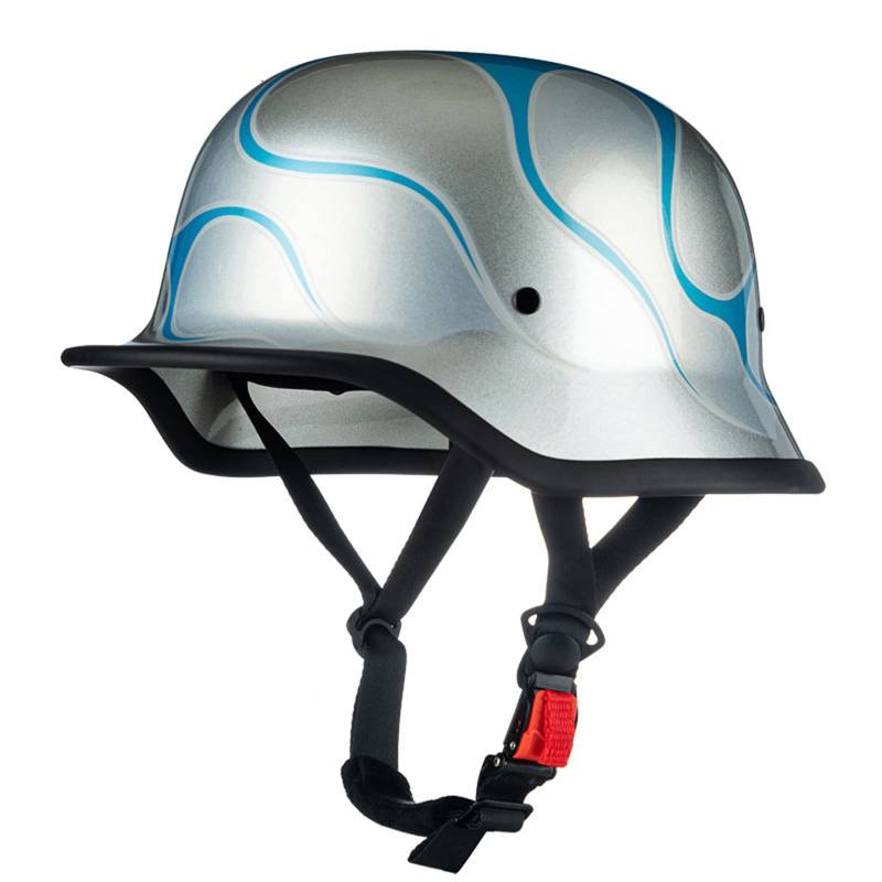 Motorradhelme im Deutschen Stil, Erwachsene Vintage Open Face Halbhelm Punkt zugelassene Männer und Frauen Retro -Schädelkappe Halbhelm für Scooter Street Cruiser Moped Chopper von FHDCNTO