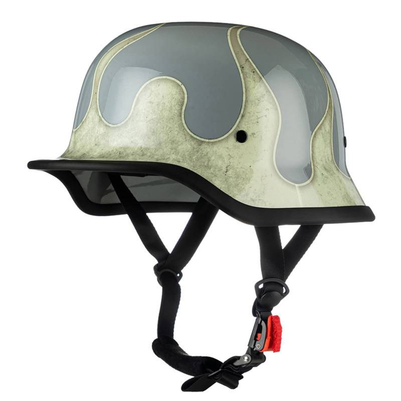Motorradhelme im Deutschen Stil, Erwachsene Vintage Open Face Halbhelm Punkt zugelassene Männer und Frauen Retro -Schädelkappe Halbhelm für Scooter Street Cruiser Moped Chopper von FHDCNTO
