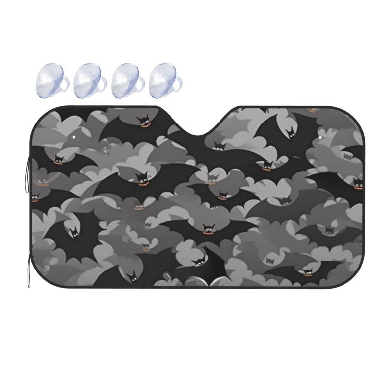 Halloween Fledermäuse grau Auto Windschutzscheibe Sonnenschutz Faltbar Auto Frontscheibe Sonnenschutz für die meisten Autos SUV LKW - Heat Blocker Auto Visor Protector Universal Automotive von FHEDVBN