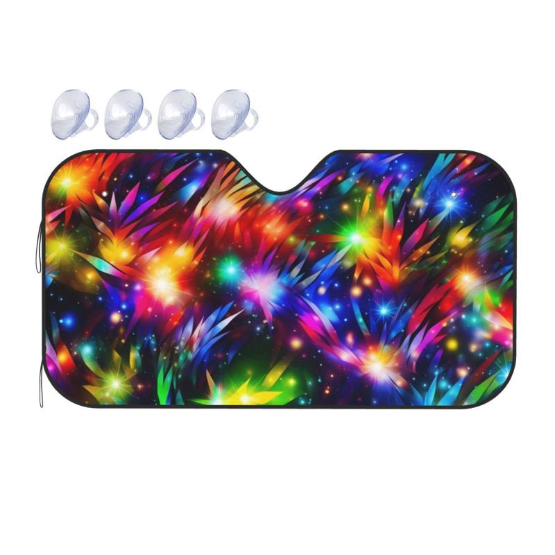 Hell schöne bunte Kunst Auto Windschutzscheibe Sonnenschutz faltbar Auto Frontscheibe Sonnenschutz für die meisten Autos SUV LKW – Hitze-Blocker Auto Visor Protector Universal Automotive Sonnenschutz von FHEDVBN