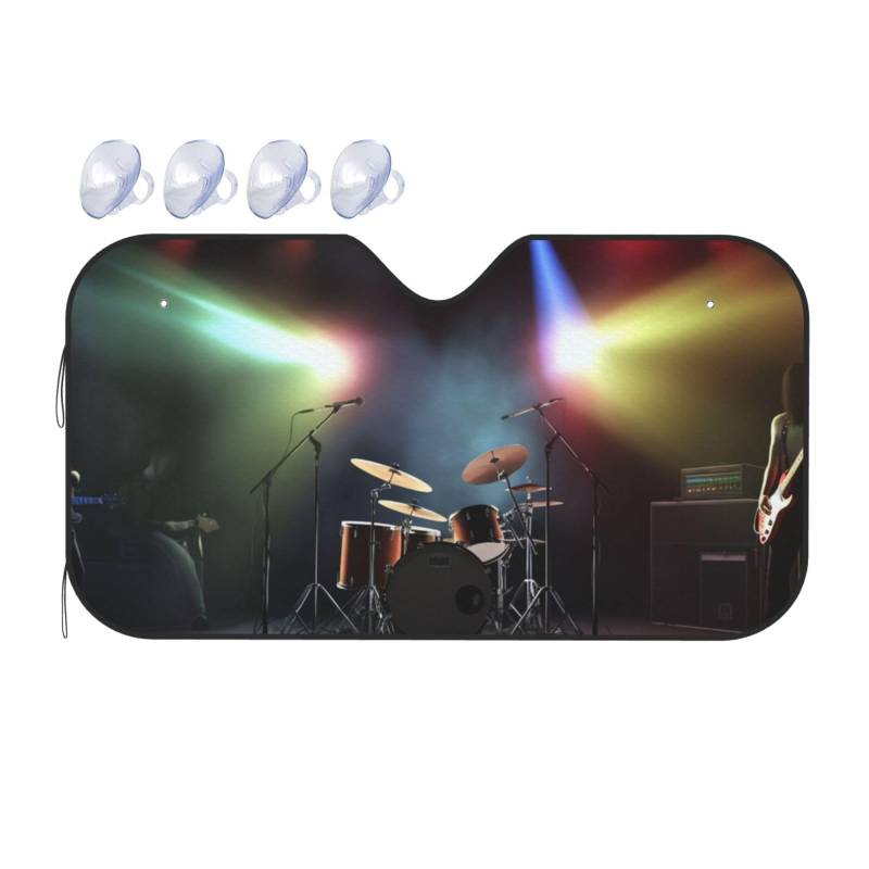 Rock Band Stage Auto Windschutzscheibe Sonnenschutz Faltbar Auto Frontscheibe Sonnenschutz für die meisten Autos SUV LKW - Heat Blocker Auto Visor Protector Universal Automotive Sonnenschutz Medium von FHEDVBN