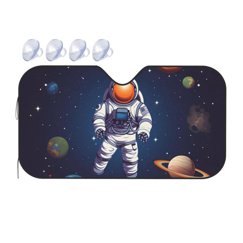 Space Astronaut Auto Windschutzscheibe Sonnenschutz Faltbar Auto Frontscheibe Sonnenschutz für die meisten Autos SUV LKW – Hitze-Blocker Auto Visor Protector Universal Automotive Sonnenschutz Medium von FHEDVBN