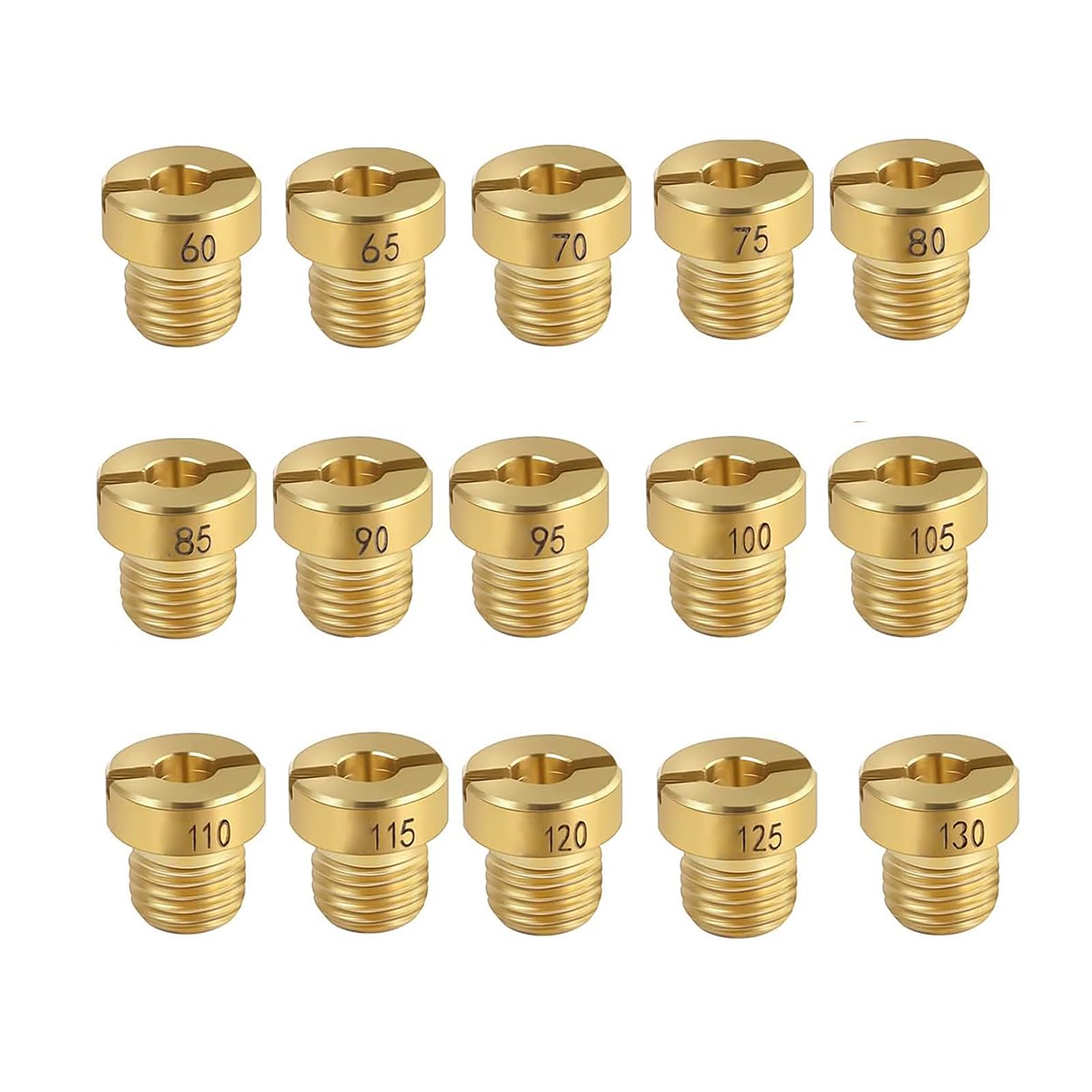 Vergaser Düsen,M6 Hauptdüsenset Satz für Roller Motorrad Schaltmoped,60, 65, 70, 75, 80, 85, 90, 95, 100, 105, 110, 115, 120, 125, 130 Vergaser Hauptdüse,15 Stück Kupfer M6 Vergaser Düse Hauptdüsense Vergaser Düsen,M6 Hauptdüsenset Satz für Roller Motorrad Schaltmoped,60, 65, 70, 75, 80, 85, 90, 95, 100, 105, 110, 115, 120, 125, 130 Vergaser Hauptdüse,15 Stück Kupfer M6 Vergaser Düse Hauptdüsense von FHGLER