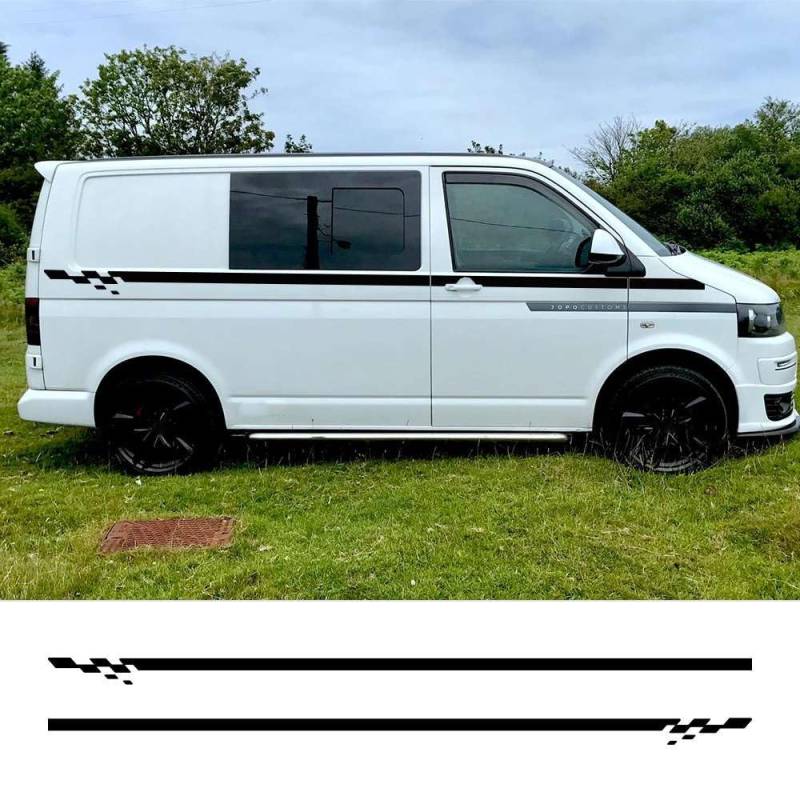 2 STÜCKE Auto Aufkleber, für VW Transporter T4 T5 T6 Camper Van Seite Racing Streifen Grafik Vinyl Aufkleber Auto Zubehör von FHKQMLFQ