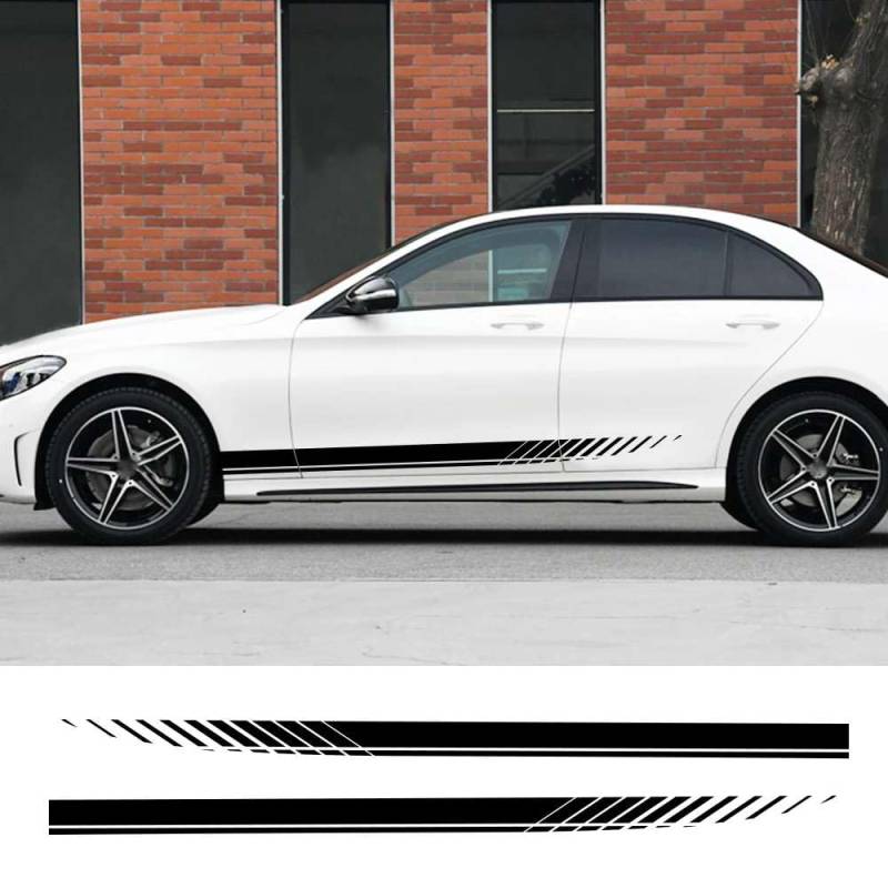 2 STÜCKE Auto Seitenstreifen Seitenstreifen Röcke Grafik Vinyl Aufkleber Aufkleber Rennen Sport Automobile Körper DIY Wrap Auto Zubehör von FHKQMLFQ