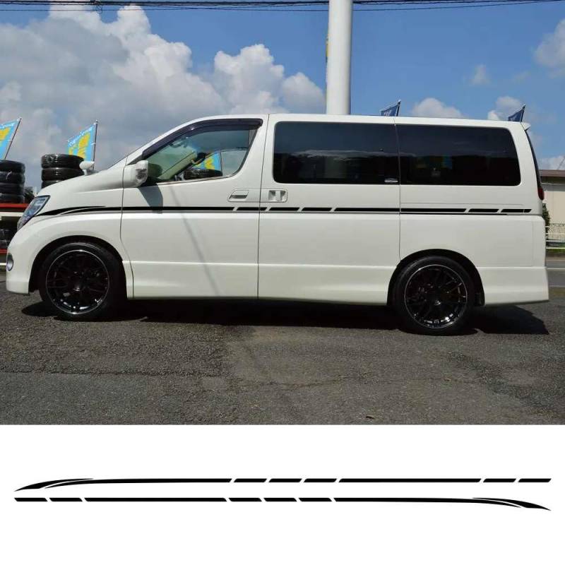 2 STÜCKE Auto Tür Seite Aufkleber Camper Van Streifen Grafik Tuning Auto Zubehör Vinyl Aufkleber, für Nissan Elgrand E50 E51 E52 2.5 von FHKQMLFQ