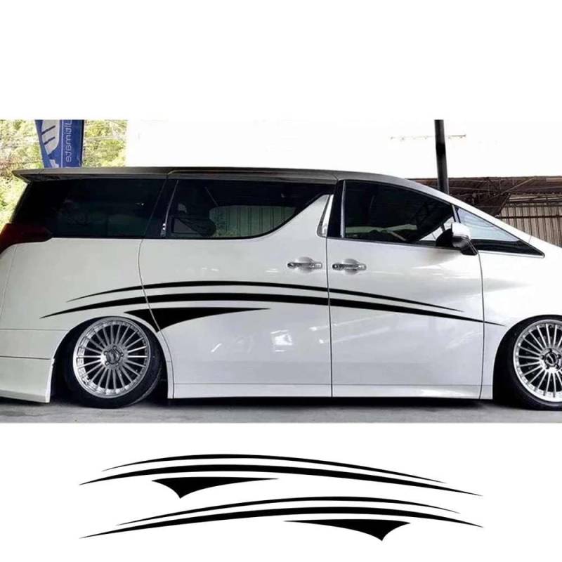 2 Stücke Van Tür Seite Aufkleber Grafik Streifen Kit Abdeckung Auto Karosserie Dekor Camper Auto Pferdekasten Wohnwagen Wohnmobil Vinyl Aufkleber Zubehör von FHKQMLFQ