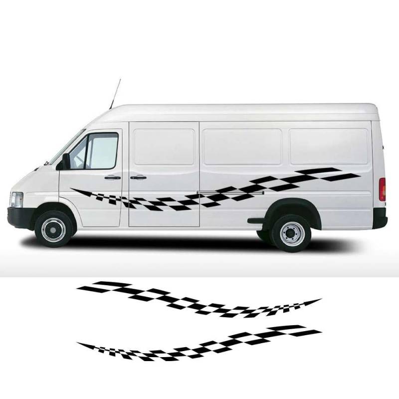 2Pcs Auto beide Seite Aufkleber, für VW LT35 Racing Sport DIY Camper Van Streifen Grafik Vinyl Dekor Aufkleber Zubehör von FHKQMLFQ