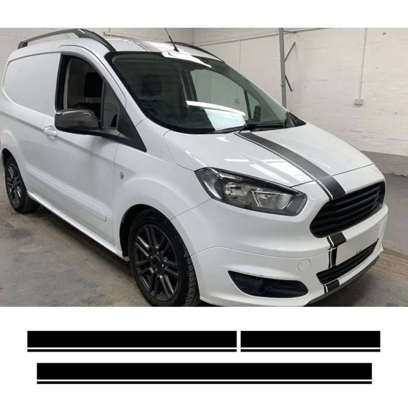 3-teilige Autoaufkleber, Für Ford Transit Tourneo Courier Van Zubehör Tuning Line Motorhaube Hecktür Dekor Grafiken Vinylfolie Aufkleber von FHKQMLFQ