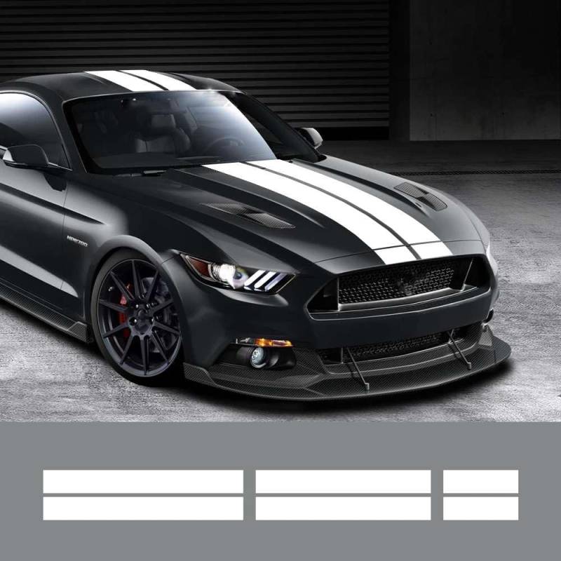 3Pcs Auto Aufkleber Auto Motorhaube Bonent Dach Heck Dekor Aufkleber Grafik Streifen Kit Vinyl Tuning Abdeckung, für Ford Mustang GT500 GT350 GT von FHKQMLFQ