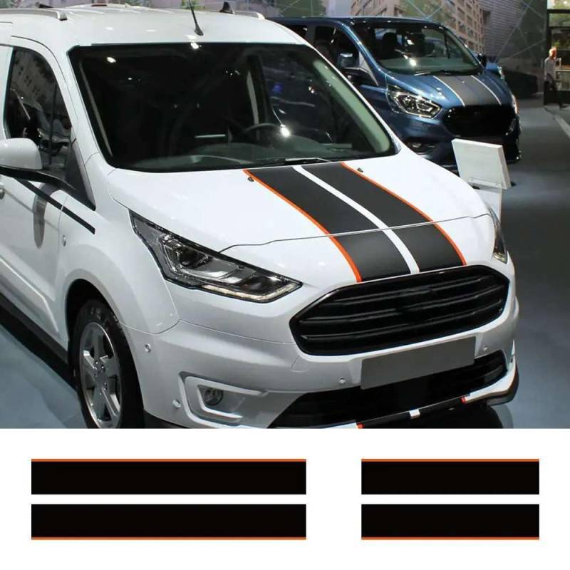 4 Teile/Los Auto Motorhaube Hecktür Aufkleber, für Ford Transit Connect Tuning Zubehör Camper Van Auto Sport Vinyl Aufkleber von FHKQMLFQ