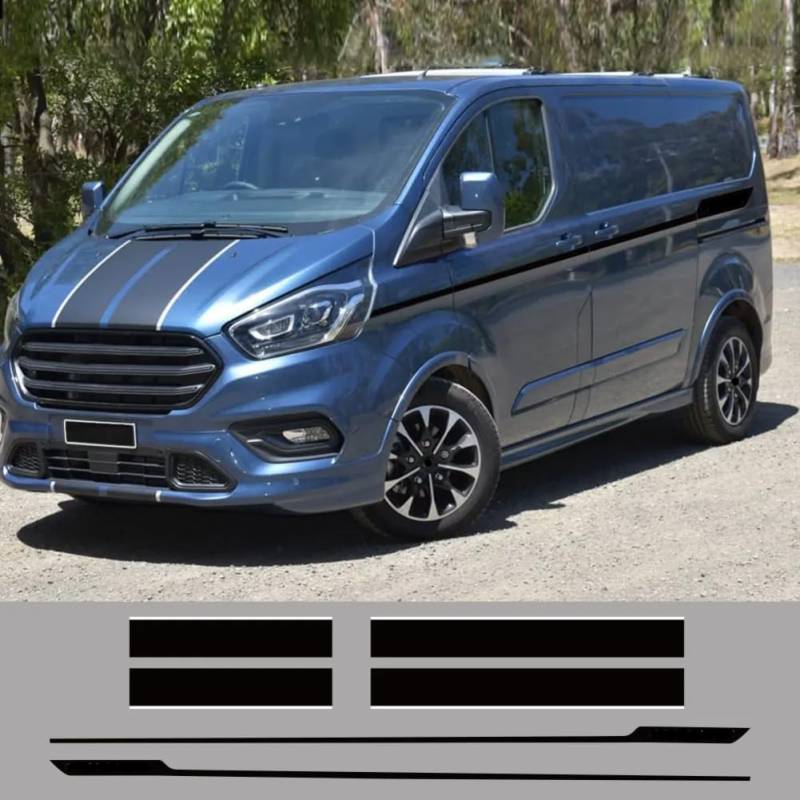 6 Teile/los Auto Motorhaube Seite Hinten Tür Aufkleber, Für Ford Transit Tourneo Custom Camper Van Sport Vinyl Aufkleber Tuning Auto Zubehör von FHKQMLFQ