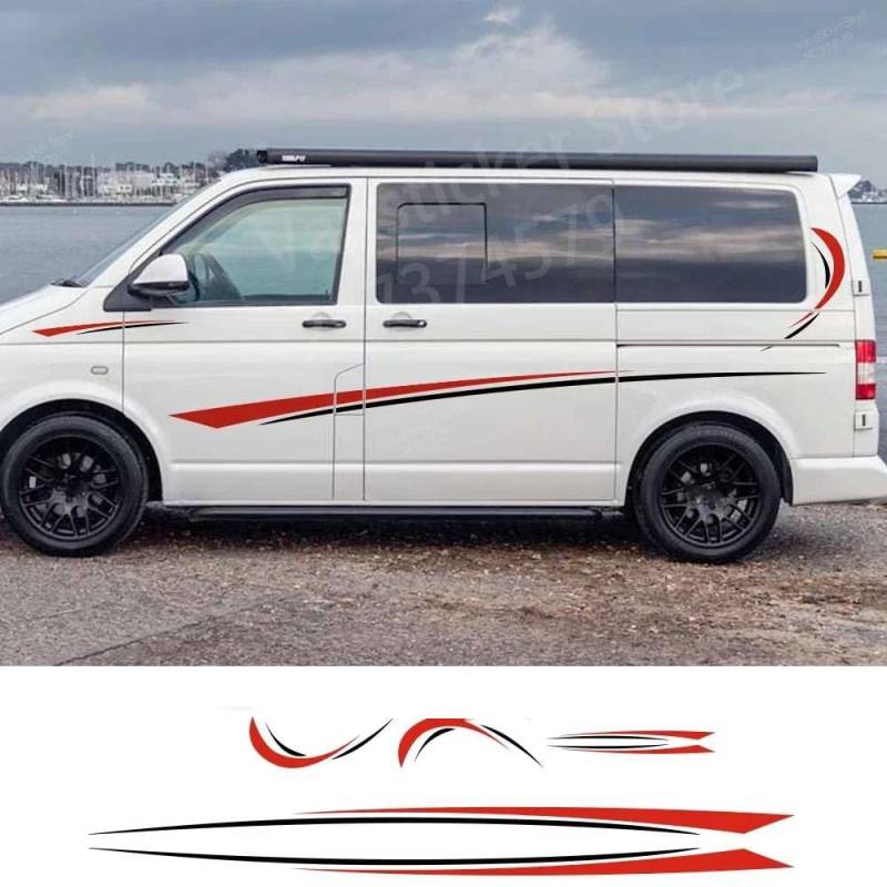 Auto Karosserie Seite Aufkleber Grafik Streifen Aufkleber, für Camper Van Wohnmobil Wohnmobil Minivan Cargo Panel Kofferraum Bus Auto para Zubehör von FHKQMLFQ