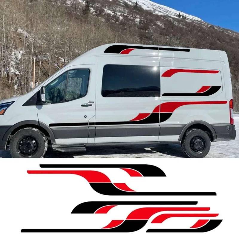 Auto Karosserie Seitenaufkleber Wohnmobil Wohnmobil Cargo Camper Streifen Van Grafik Sport Vinyl Universal Dekor Aufkleber Auto Tuning Zubehör von FHKQMLFQ