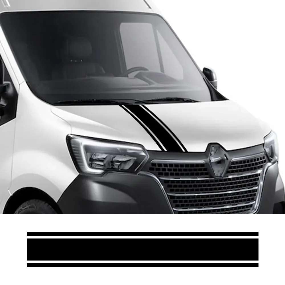 Auto Motorhaube Aufkleber, für Renault Master 2 3 4 Van Camper Sport Streifen Motorabdeckung Grafik Vinyl Aufkleber Tuning Zubehör Auto Motorhaube Aufkleber, für Renault Master 2 3 4 Van Camper Sport Streifen Motorabdeckung Grafik Vinyl Aufkleber Tuning Zubehör von FHKQMLFQ