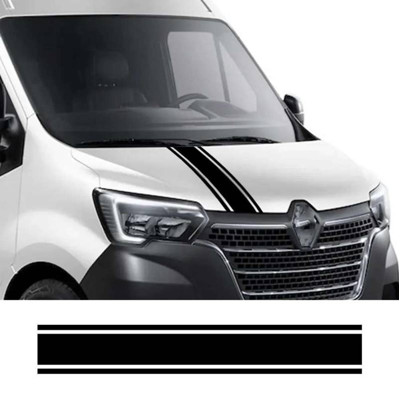 Auto Motorhaube Aufkleber, für Renault Master 2 3 4 Van Camper Sport Streifen Motorabdeckung Grafik Vinyl Aufkleber Tuning Zubehör von FHKQMLFQ
