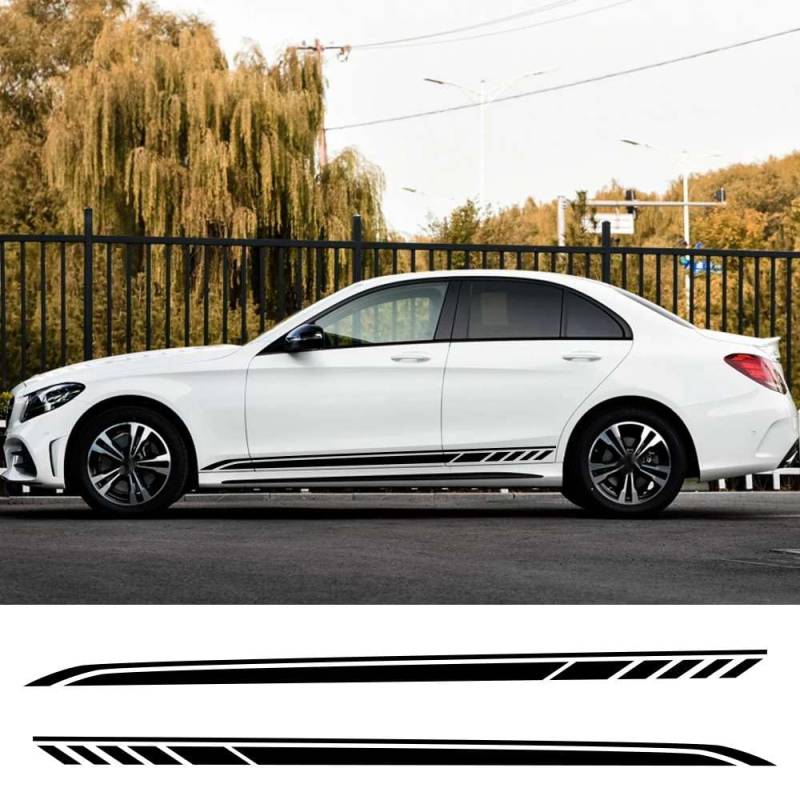 Auto Seitenstreifen PVC Aufkleber, für Mercedes Benz W205 W204 W203 W212 C Klasse C180 C200 C300 C63 Vinyl Styling Tuning Zubehör von FHKQMLFQ