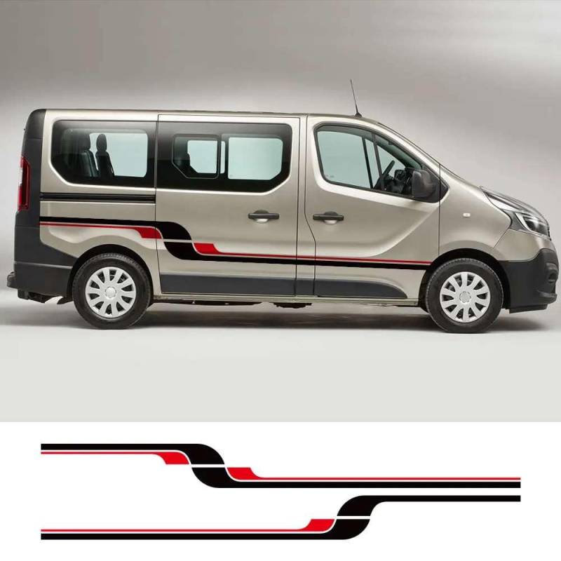 Auto Tür Aufkleber, für Renault Trafic 3 2 MK1 MK2 MK3 Tuning Zubehör Camper Van Seitenstreifen Grafik Vinyl Film Aufkleber von FHKQMLFQ