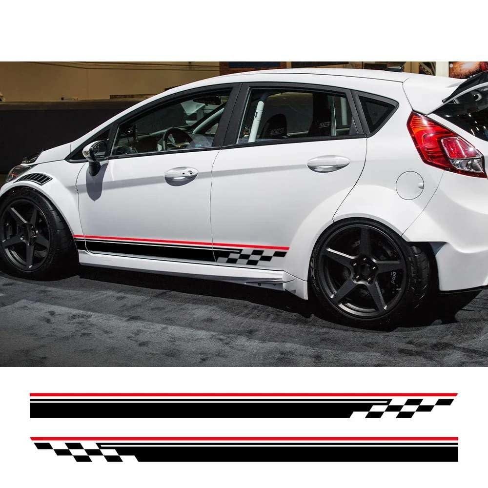 Auto Tür Beide Seite Aufkleber Grafik Racing Streifen Vinyl Aufkleber Dekor Auto Zubehör, für Ford Fiesta MK7 3 Türer ST 2008-2017 Auto Tür Beide Seite Aufkleber Grafik Racing Streifen Vinyl Aufkleber Dekor Auto Zubehör, für Ford Fiesta MK7 3 Türer ST 2008-2017 von FHKQMLFQ