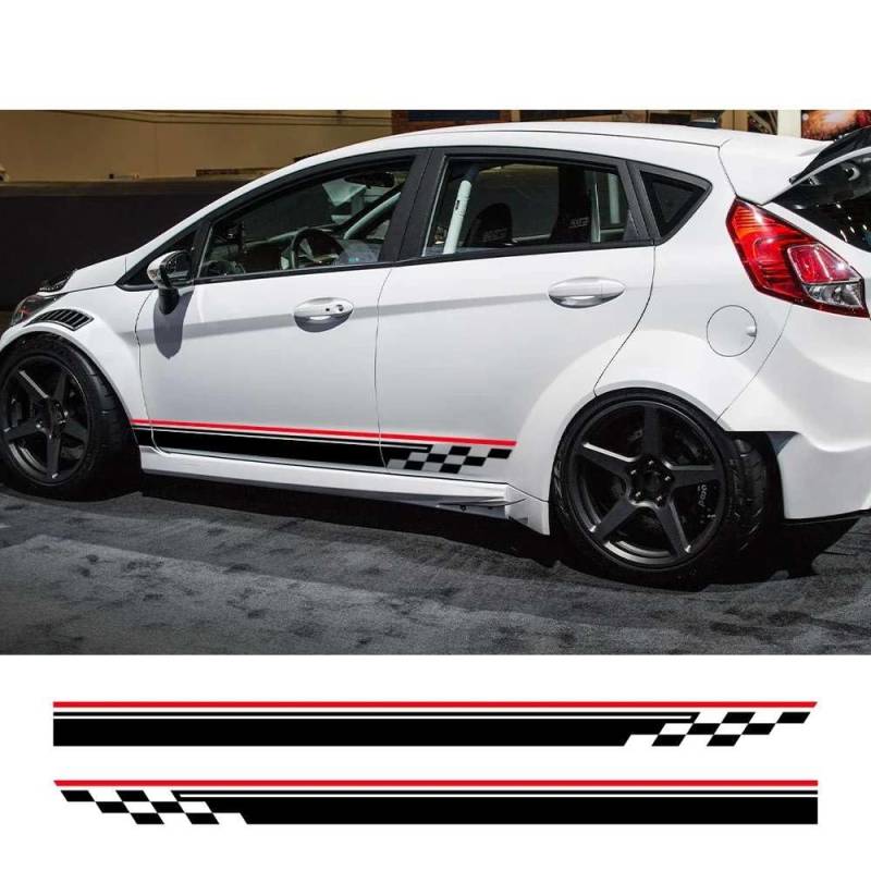 Auto Tür Beide Seite Aufkleber Grafik Racing Streifen Vinyl Aufkleber Dekor Auto Zubehör, für Ford Fiesta MK7 3 Türer ST 2008-2017 von FHKQMLFQ