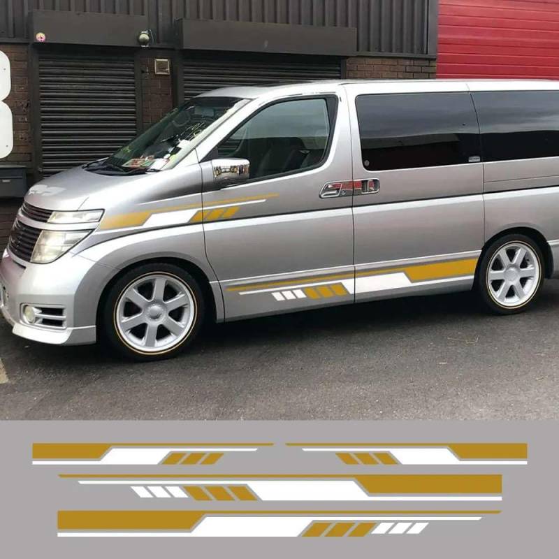 Auto Tür Seite Aufkleber, für Nissan Elgrand E50 E51 E52 2,5 3,5 Teile Camper Van Grafik Auto Tuning Zubehör Vinyl Aufkleber von FHKQMLFQ