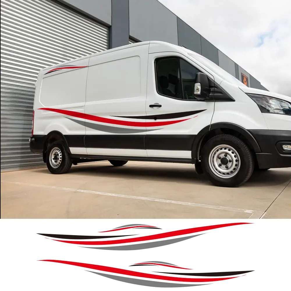Auto Tür Seite Aufkleber Camper Van Cargo Streifen Grafik Vinyl Aufkleber Auto Tuning Zubehör, für Ford Transit MK8 2014-2021 Auto Tür Seite Aufkleber Camper Van Cargo Streifen Grafik Vinyl Aufkleber Auto Tuning Zubehör, für Ford Transit MK8 2014-2021 von FHKQMLFQ