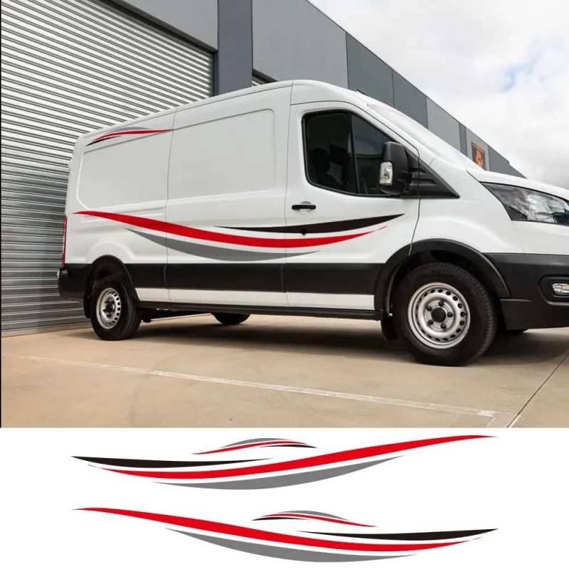 Auto Tür Seite Aufkleber Camper Van Cargo Streifen Grafik Vinyl Aufkleber Auto Tuning Zubehör, für Ford Transit MK8 2014-2021 von FHKQMLFQ