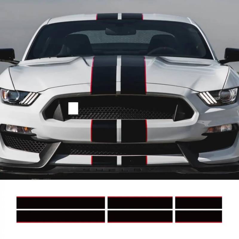 Für Ford Mustang GT500 GT350 GT Autoaufkleber Abziehbilder Grafikstreifen Vinyl Kit Autohaube Bonent Dach Heck Tuning Zubehör von FHKQMLFQ