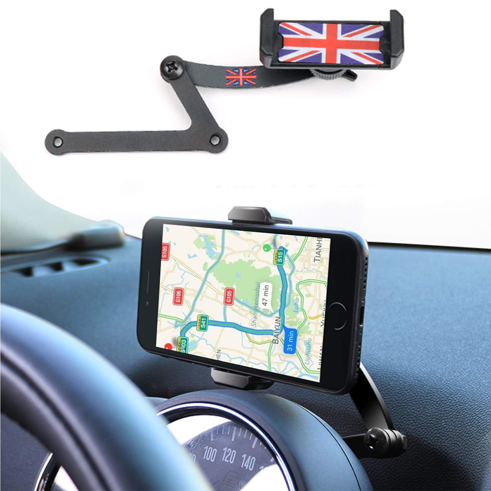 Mini Cooper Handyhalterung, Faltbar Unsichtbar 360°Drehung Autotelefon GPS Halterung für Mini Cooper F54 F55 F56 F60 (MINI F) von FIEMACH