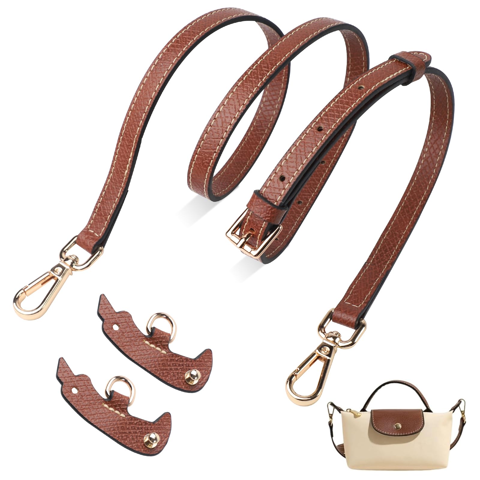 FIHODONE Schultergurt für Longchamp Tasche, Schulterriemen Leder für Crossbody Bag, Mini Bag Straps mit 2 Stück Schultergurtadapter, Tragegurte für Taschen Verstellbare (Gürtel Breite 1.2cm) FIHODONE Schultergurt für Longchamp Tasche, Schulterriemen Leder für Crossbody Bag, Mini Bag Straps mit 2 Stück Schultergurtadapter, Tragegurte für Taschen Verstellbare (Gürtel Breite 1.2cm) von FIHODONE