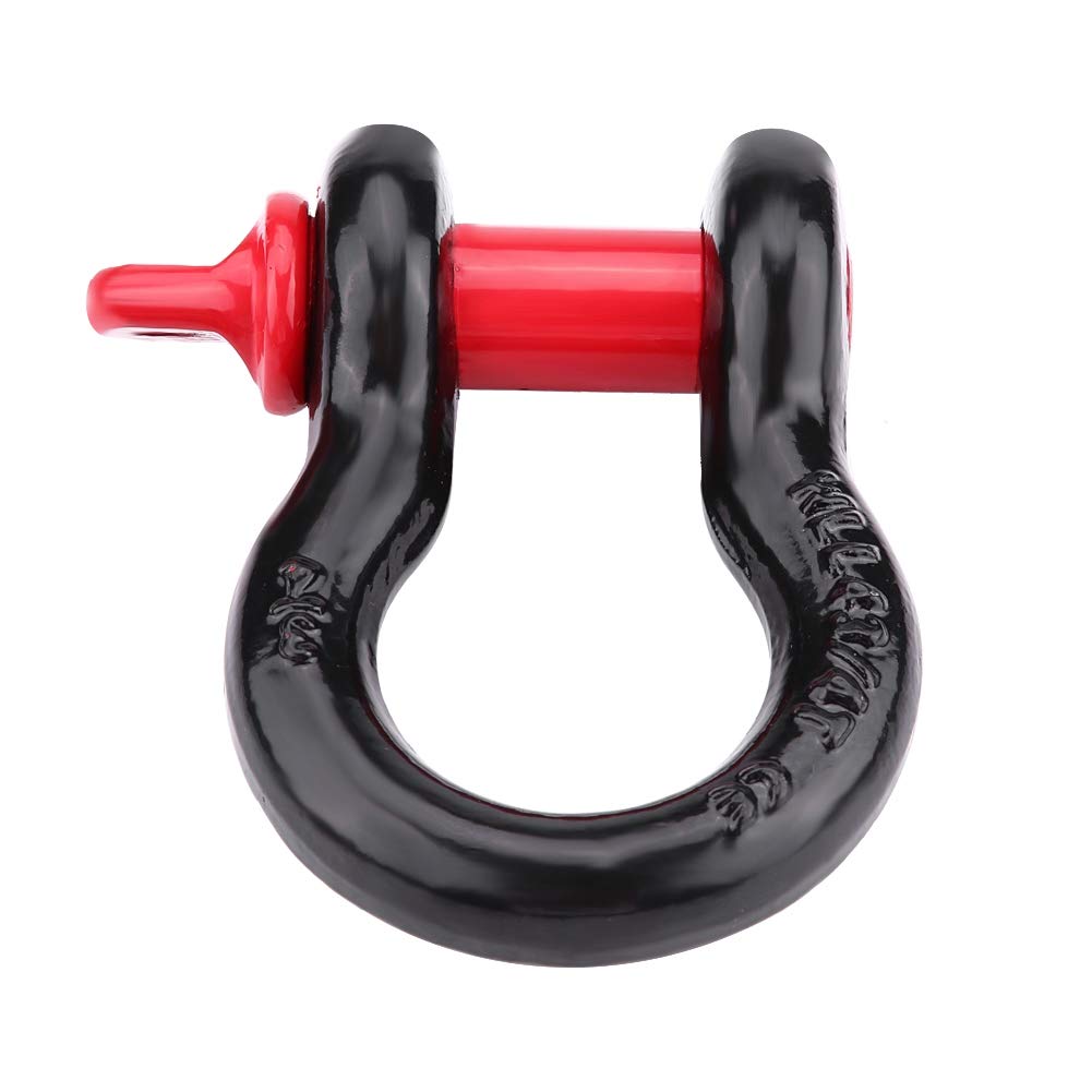 FILFEEL D Ring-Fessel, Stahl Anhänger Haken Hoch Leistungs Galvani Sierte Schäkel Zum Abschleppen Schwarz Rot für die Meisten UTV, ATV (4,75 t) von FILFEEL