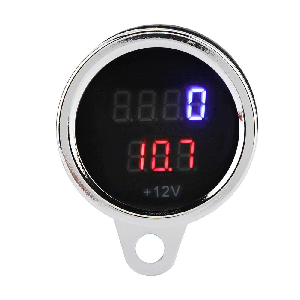 FILFEEL Motorrad-Kilometerzähler, 2-in-1-Drehzahlmesser, Digitaler Tachometer für Motorräder, 12 V DC, Universell Zum Messen der Motorradspannung von FILFEEL