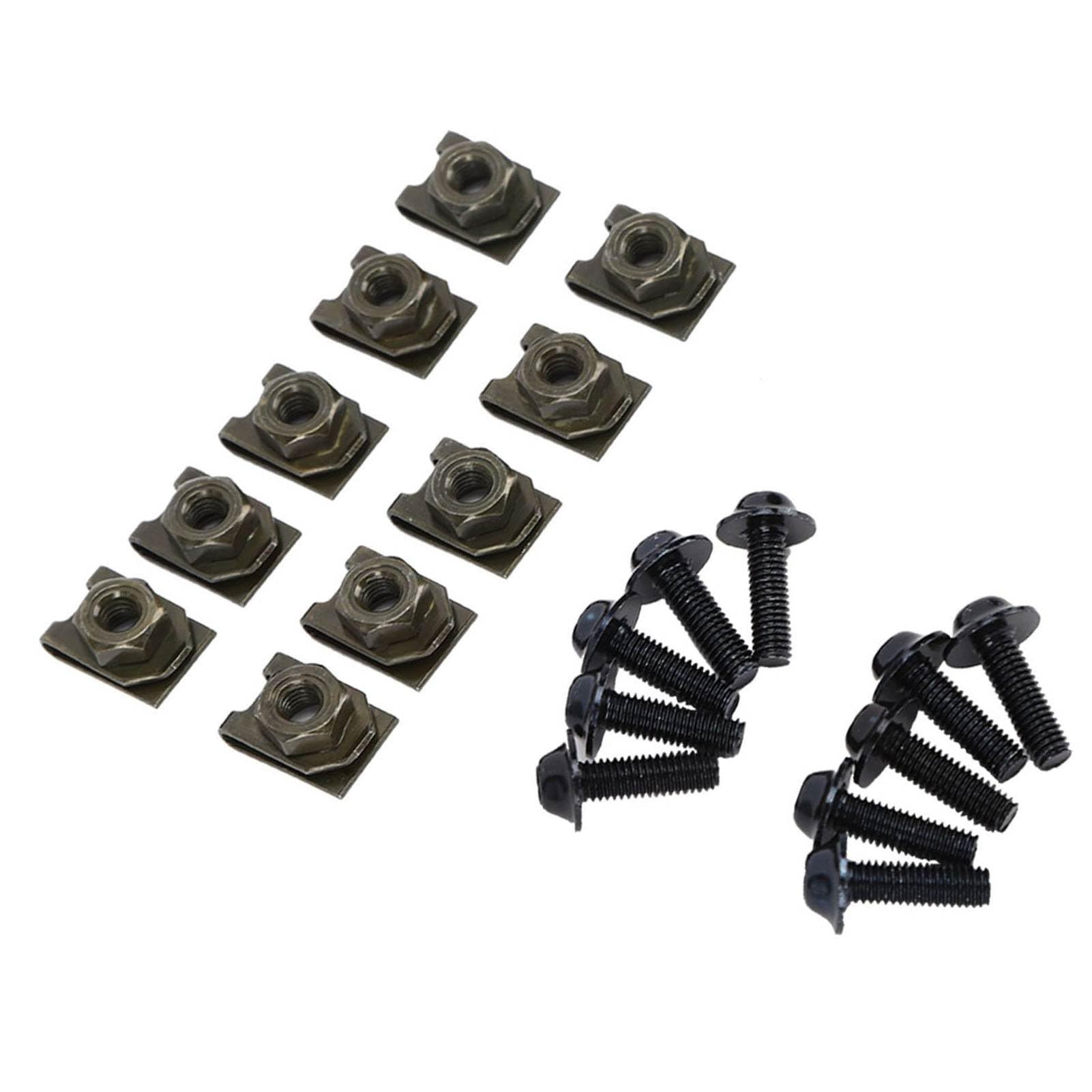 FILFEEL Stoßfängerklammern, 5x16mm Körper Kit Vordere Stoßfänger Motorradverkleidungskörper Bolzen Kit Schraube Spire Geschwindigkeit Fördermutter für Motorradfahrräder Roller (Black) von FILFEEL