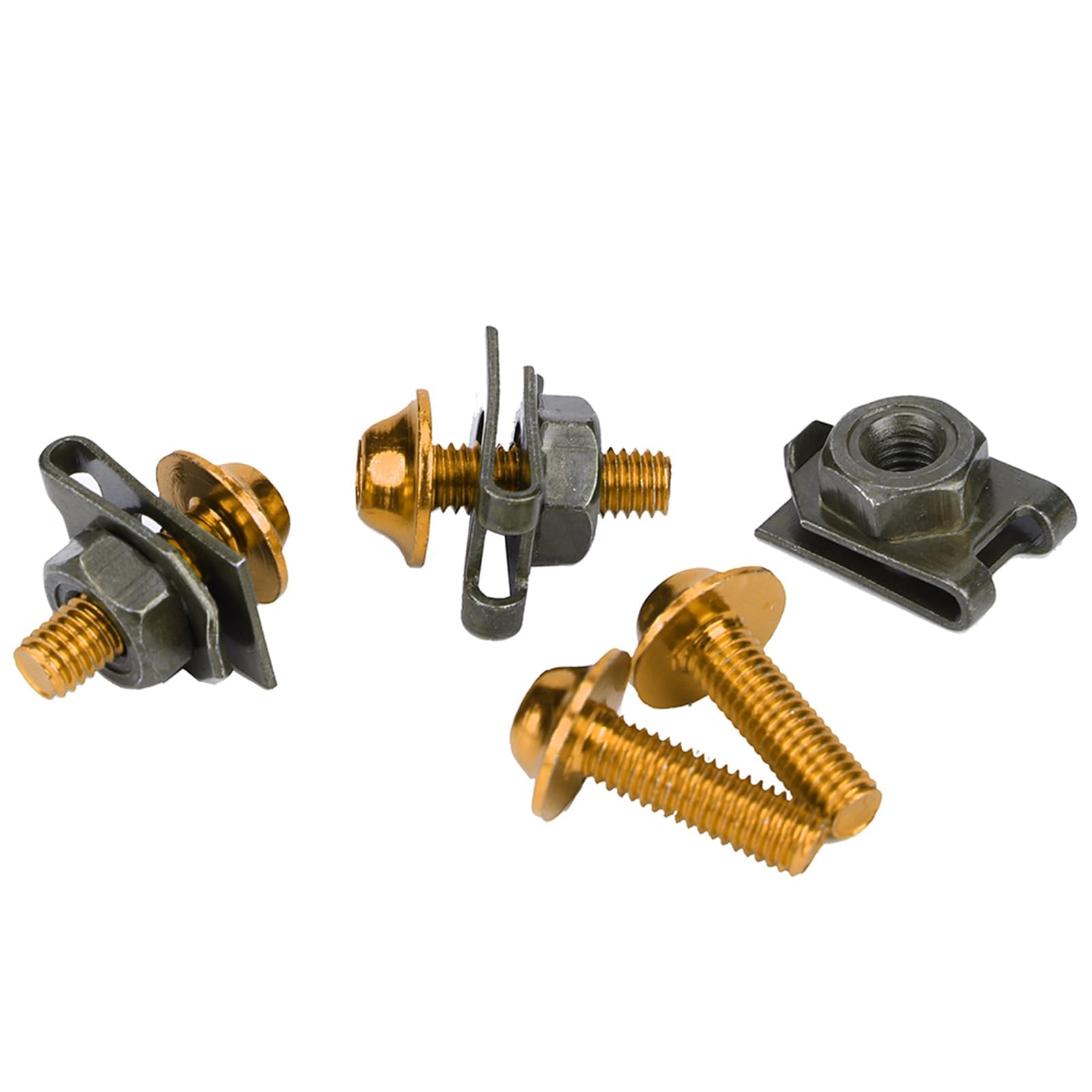 FILFEEL Stoßfängerklammern, 5x16mm Körper Kit Vordere Stoßfänger Motorradverkleidungskörper Bolzen Kit Schraube Spire Geschwindigkeit Fördermutter für Motorradfahrräder Roller (Gold) von FILFEEL