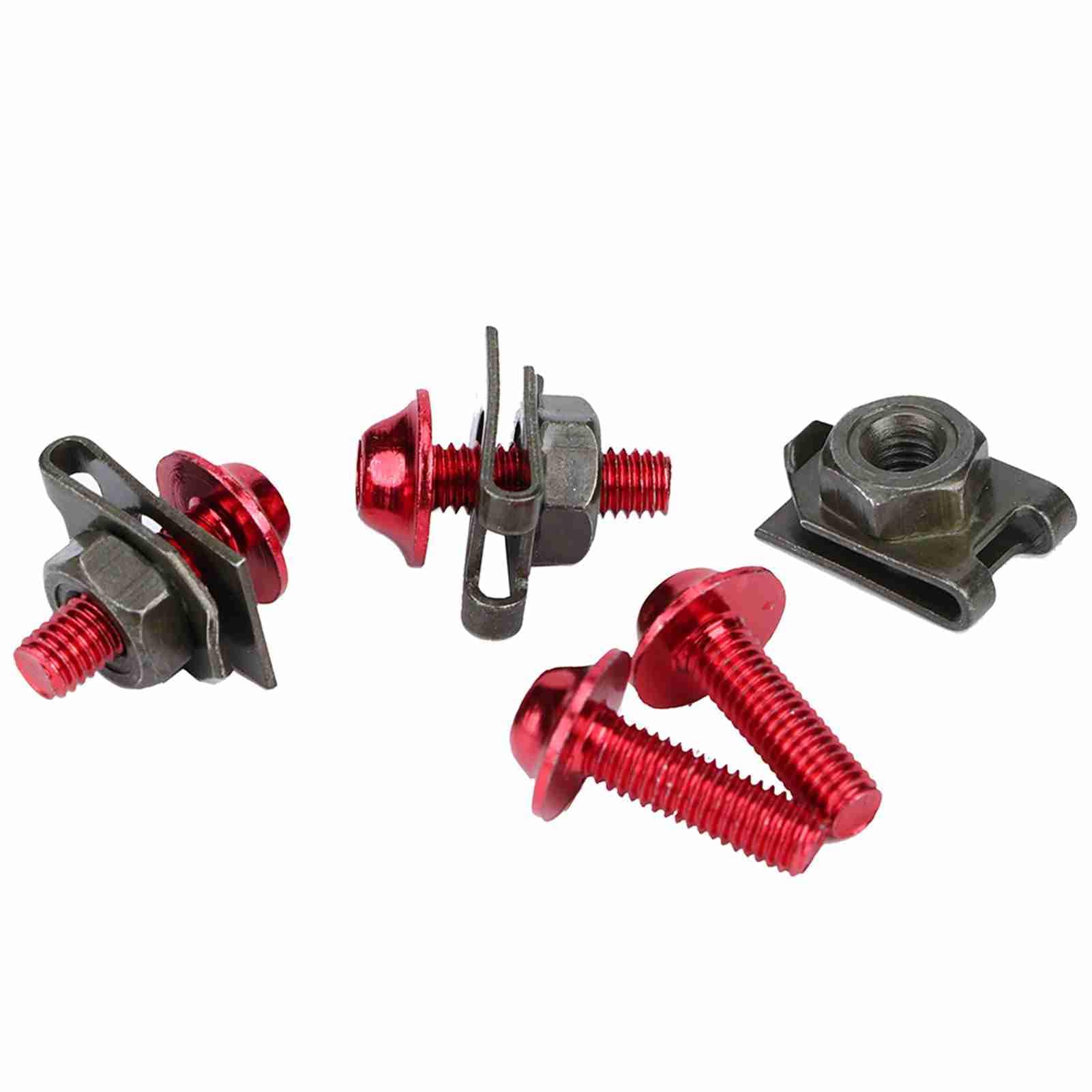 FILFEEL Stoßfängerklammern, 5x16mm Körper Kit Vordere Stoßfänger Motorradverkleidungskörper Bolzen Kit Schraube Spire Geschwindigkeit Fördermutter für Motorradfahrräder Roller (Rot) von FILFEEL
