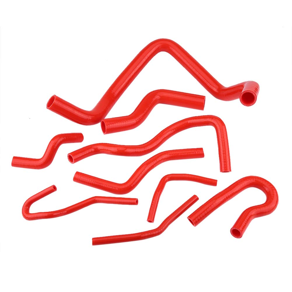 Filfeel Kühlerschlauchkit, 9pcs Kühlmittelschläuche Kühlerschläuche Silikonanfall für D15 D16 SOHC EG/EK 1992-2000 (Rot) von FILFEEL