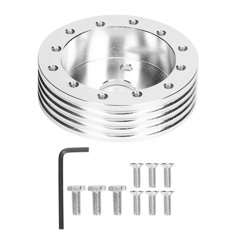 Lenkrad Distanzstück, 1-Zoll Lenkradadapter Lenkrad Auflage mit Montagezubehör für 5 und 6 Loch auf 3 Loch Adapter (Silver) von FILFEEL