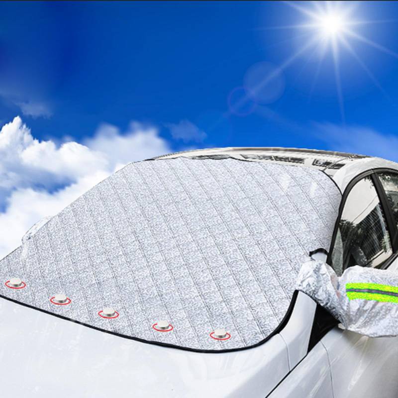 FINEVERNEK Frontscheibenabdeckung Auto, Scheibenabdeckung Auto, Windschutzscheibenabdeckung,Scheibenabdeckung Auto Frontscheibe Magnetisch Faltbar Sonne、Staub、Regenfest、Frost, 5 Magnetisch von FINEVERNEK