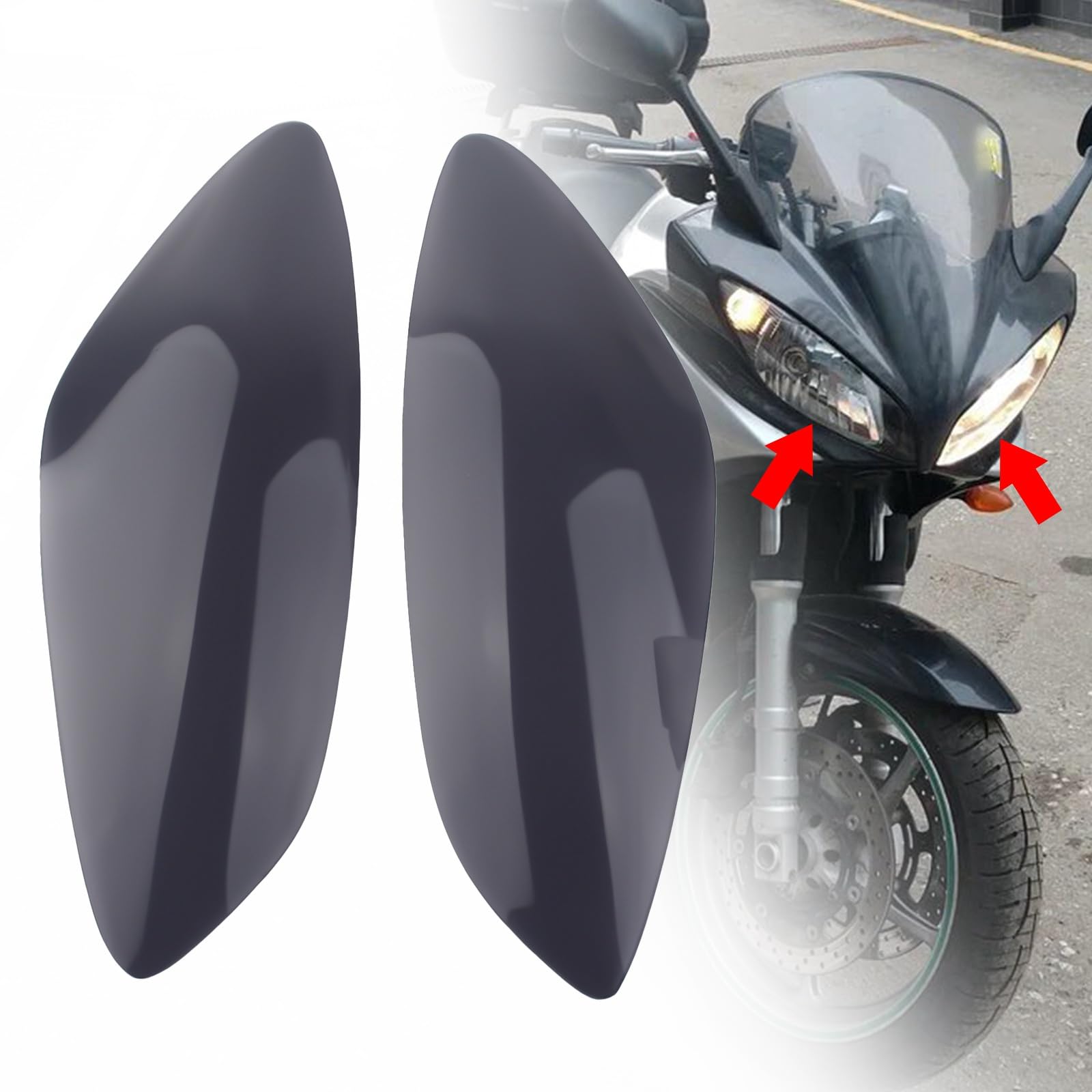 FINMOKAL 2-teiliges Motorrad-ABS-Frontscheinwerfer-Abdeckungsobjektiv-Schutzschild, kompatibel mit Yamaha FZ6 2006 2007 2008–2009 (grau) von FINMOKAL
