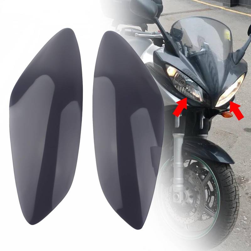 FINMOKAL 2-teiliges Motorrad-ABS-Frontscheinwerfer-Abdeckungsobjektiv-Schutzschild, kompatibel mit Yamaha FZ6 2006 2007 2008–2009 (grau) von FINMOKAL