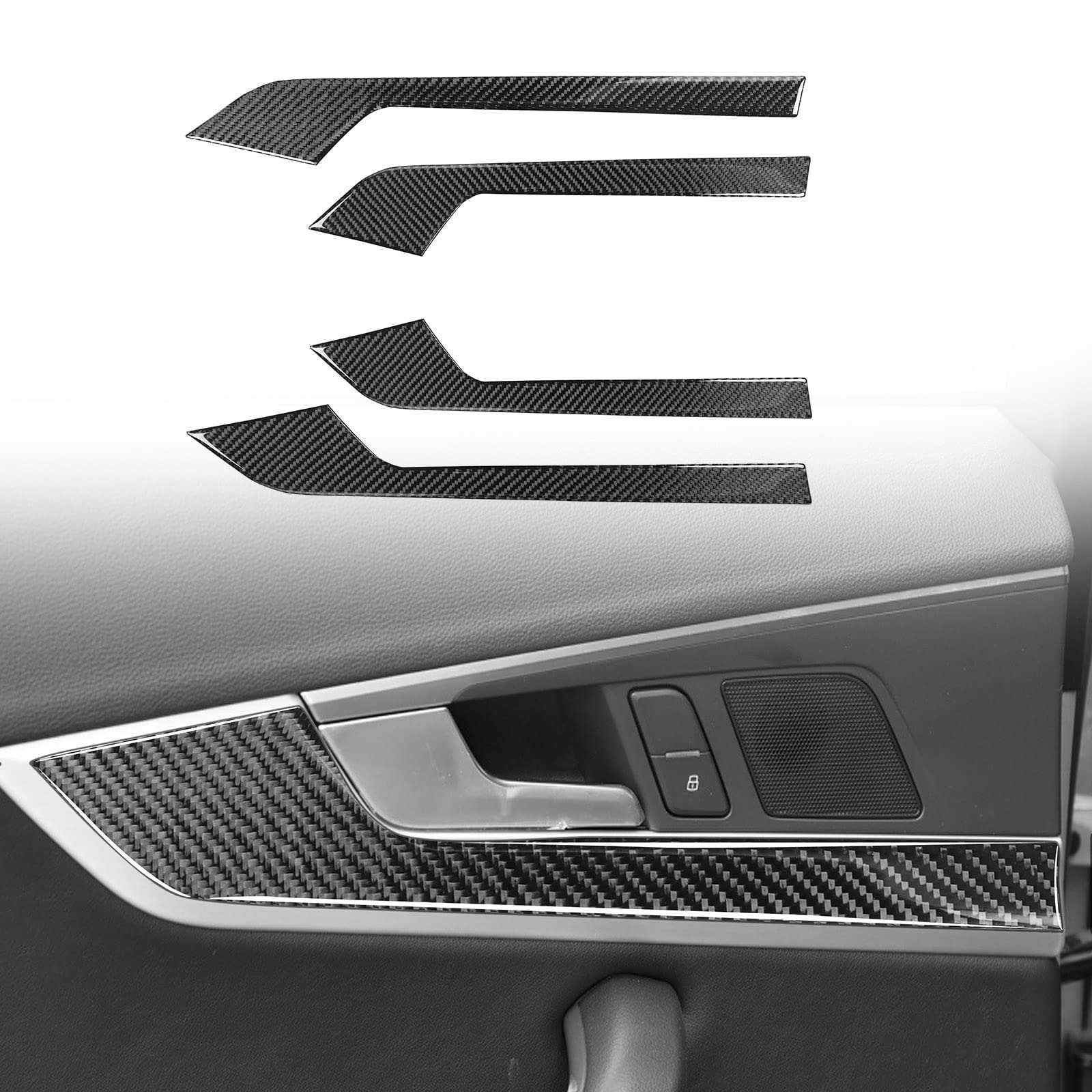 FINMOKAL 4X Schwarze Carbon-Faser-Türverkleidungs-Innenstreifen-Abdeckungsleiste für Audi A4 B9 17-19 von FINMOKAL