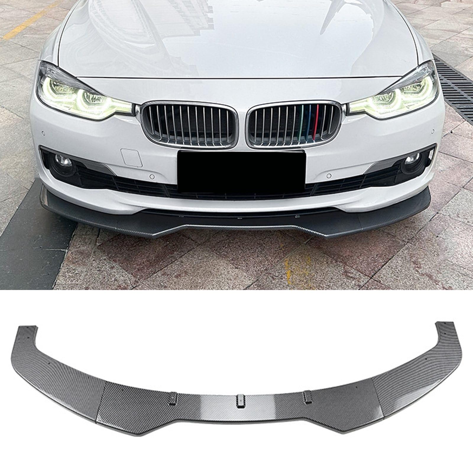FINMOKAL ABS Frontstoßstangenlippe Splitter Spoiler Karosserie-Kit kompatibel mit BMW 3er F30 F31 Base Limousine 2013–2019 (Kohlefaser-Look) von FINMOKAL