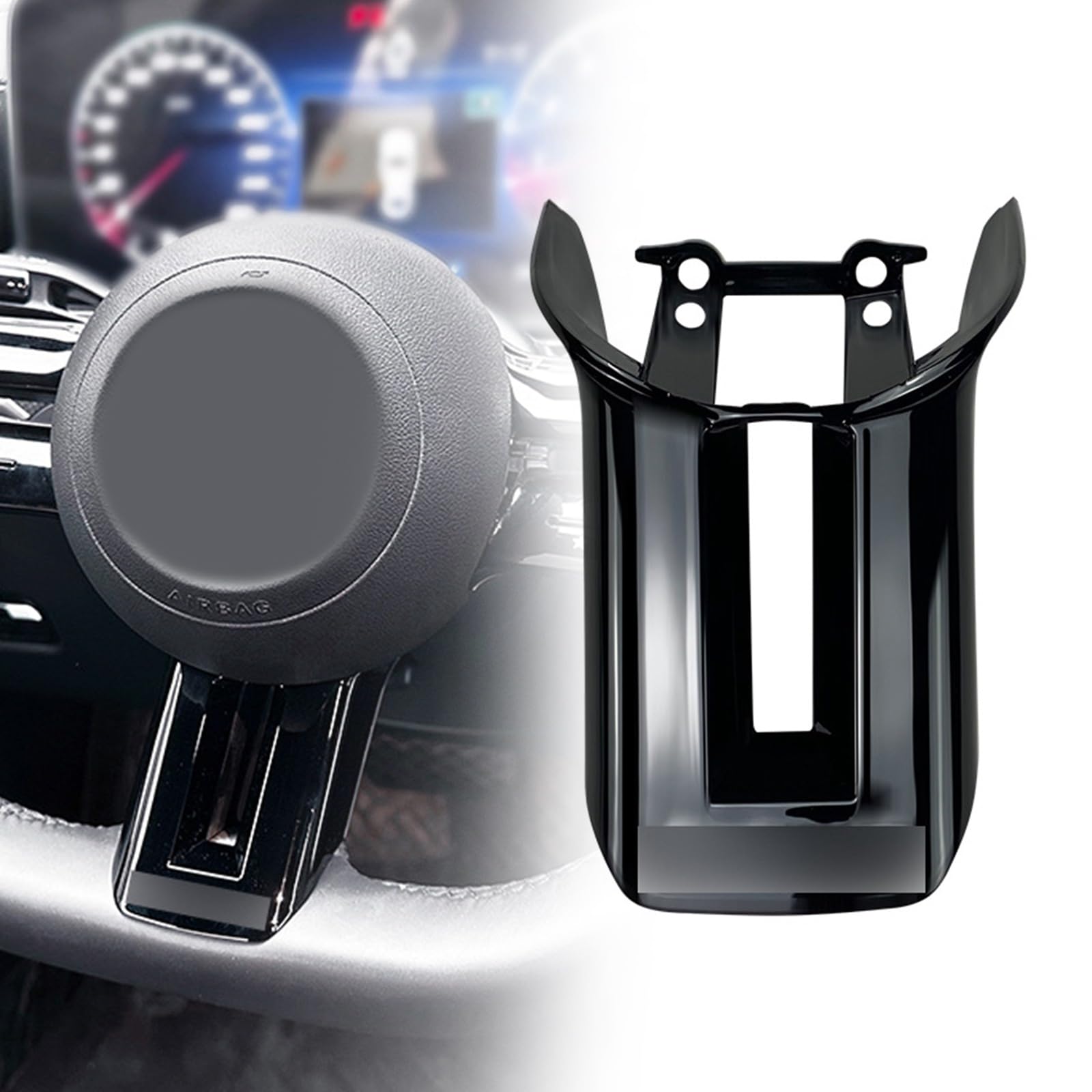 FINMOKAL Auto Innenraum Lenkrad Untere Abdeckung Kompatibel mit Benz C/CLS/S/E-Klasse W206 W213 C257 W223 AMG (Schwarz) von FINMOKAL
